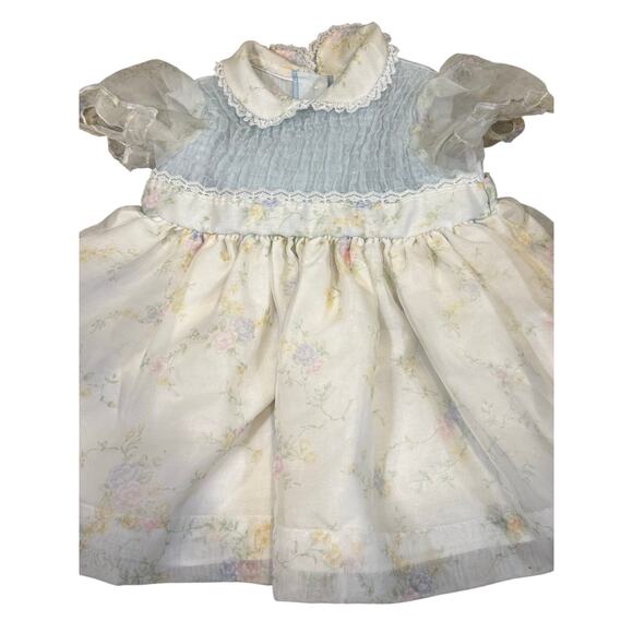 Vintage New York Kids Size 4 Pastel Floral Puff Sleeve Dress USA Made - Picture 8 of 16